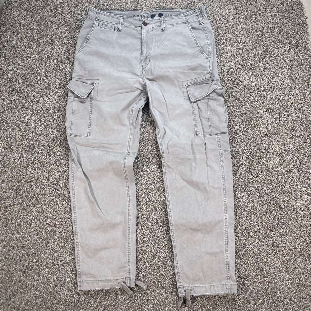 American Eagle Slim Lived-In Cargo Men's 33x29 Pants Gray Flex Stretch